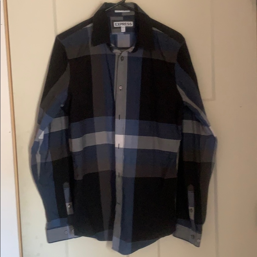 Slim Blue, Black and White squared Express Shirt